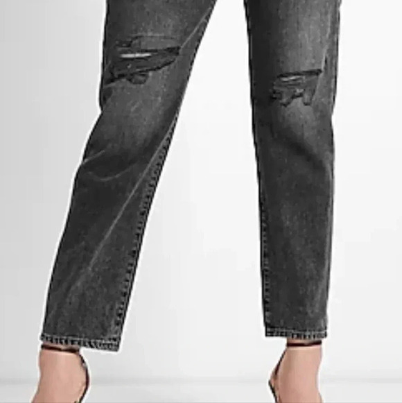 Express Low Rise Black Ripped Boyfriend Jeans - Picture 3 of 12